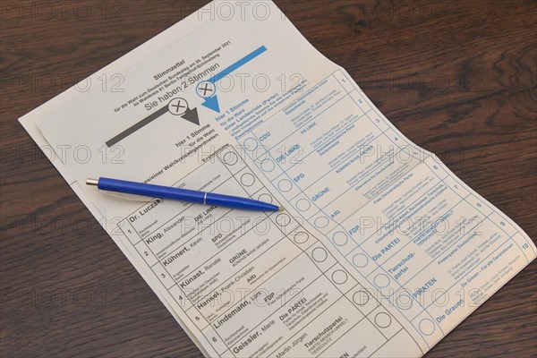 Ballot paper Bundestag election 2021