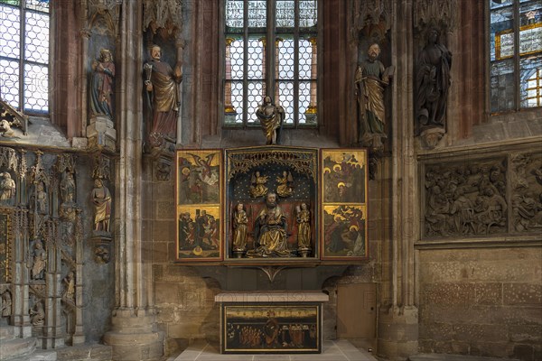 Opened altar of St Peter with winged reredos