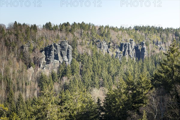 Viewpoint Johanniswacht on the rocky landscape in the Bielatal