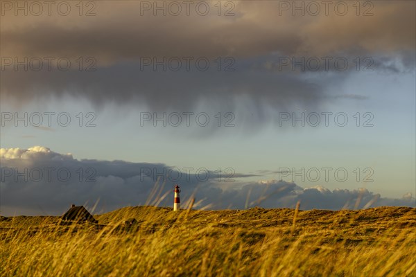 Dune landscape with storm clouds and List-ost lighthouse