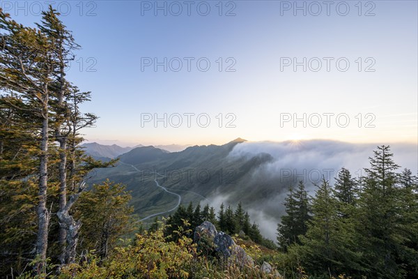 Fog in the high valley on an autumn evening at Potlakopf