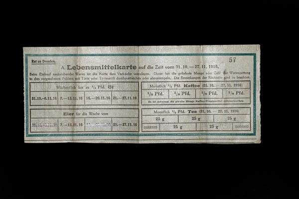 Ration card from the Dresden Council