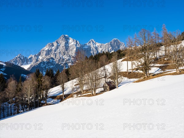 Blue sky over winter landscape