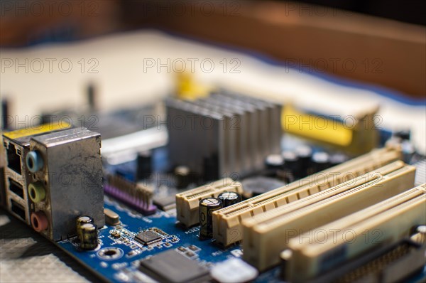 Close up of a computer motherboard