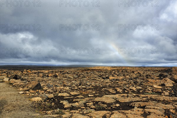 Cloudy sky over vegetationless landscape