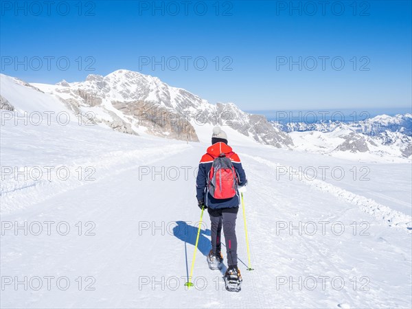 Blue sky over alpine winter landscape