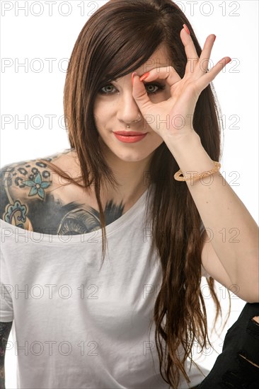 Pretty young woman with long brunette hair