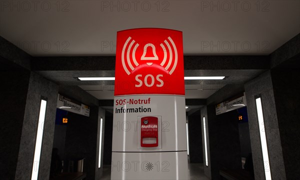 Emergency call box in the new underground station Museumsinsel