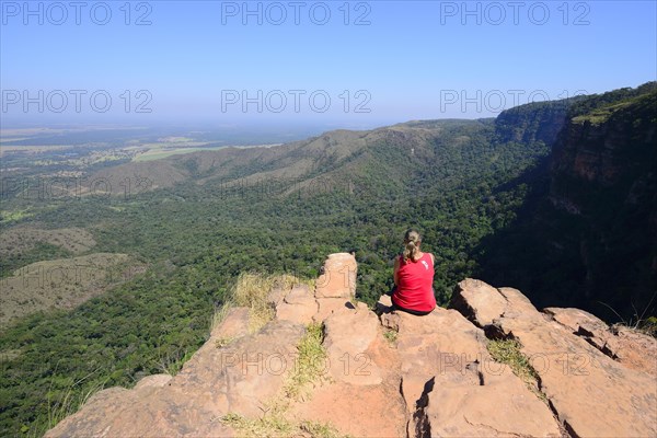 Tourist at the Mirante Geodesico viewpoint