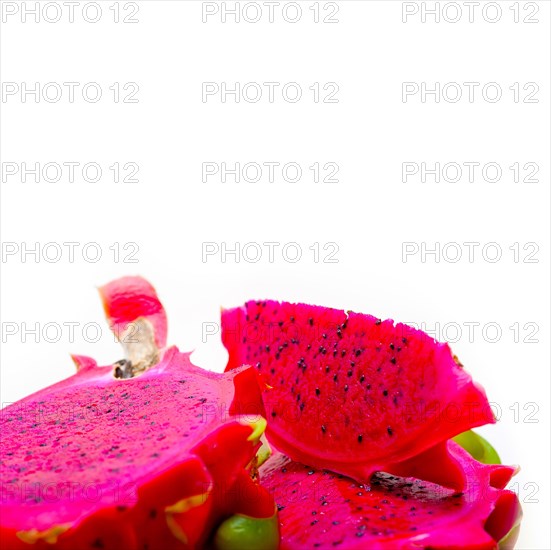 Fresh thai purple dragon fruit over white rustic table