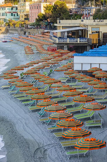 Sunbeds and umbrellas with beach cafe on the beach di Fegina