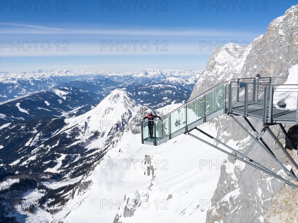 Blue sky over alpine winter landscape