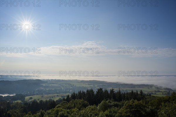 View from Katzenbuckel mountain with morning sun