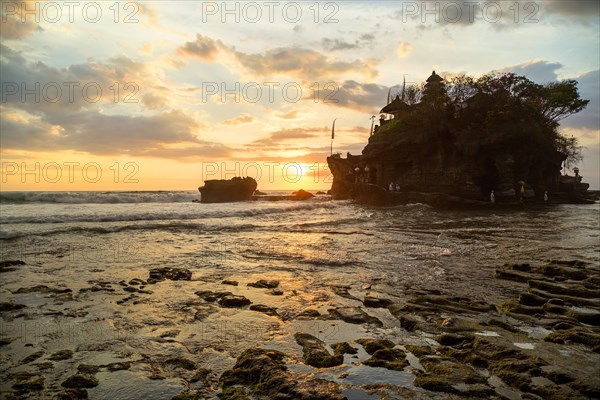 Sunset at Tanah Lot temple