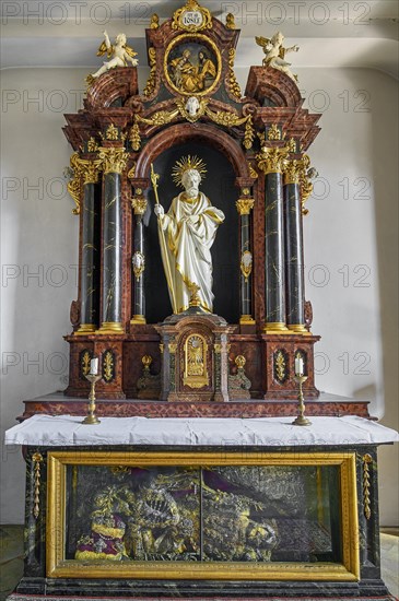 Side altar with reliquary