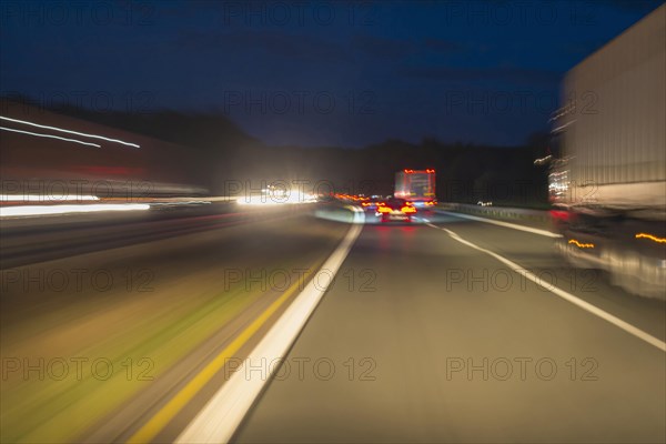 Driving on the motorway at dusk