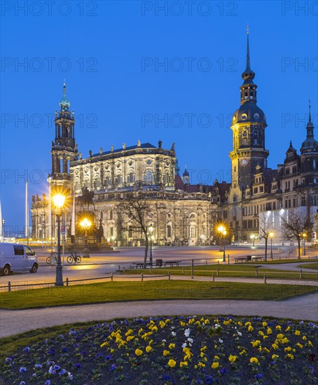 Catholic Court Church and Hausmannsturm on Theaterplatz