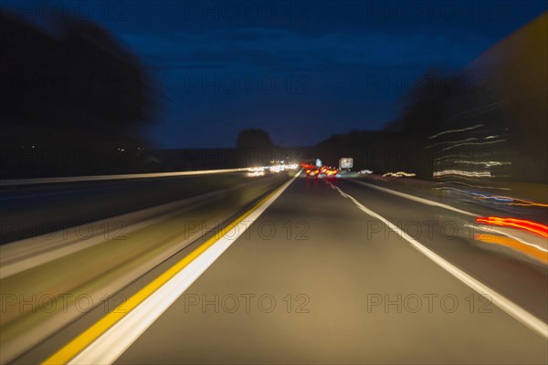 Driving on the motorway at dusk