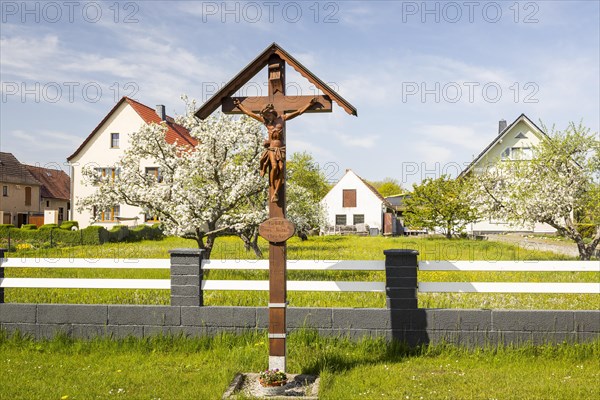 Wooden crucifix in the district of Saalau