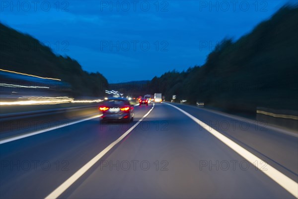 Driving on the motorway at dusk