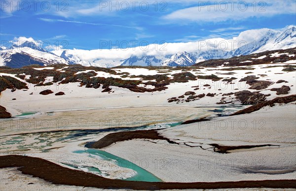 Frozen Grimselsee in winter