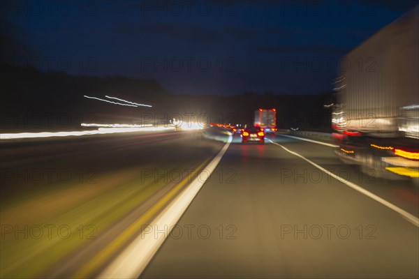 Driving on the motorway at dusk
