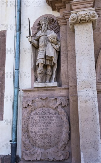 Statue of Charlemagne at the entrance to Corvey Castle and Monastery