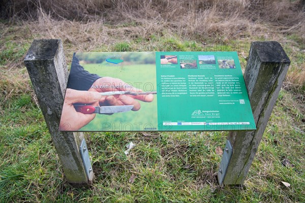 Information board on the hiking trail in the nature reserve