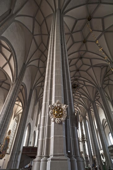 Columns of the late Gothic parish church of St. Peter and Paul