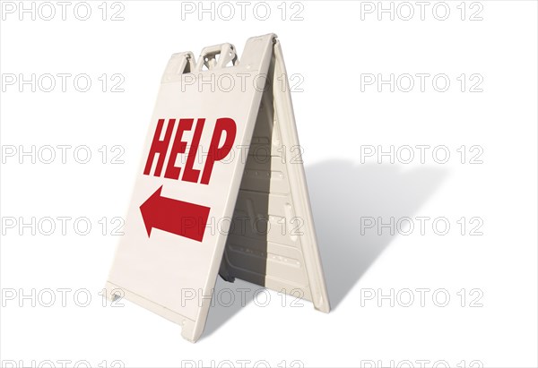 Help tent sign isolated on a white background