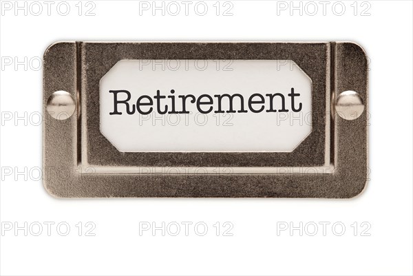 Retirement file drawer label isolated on a white background