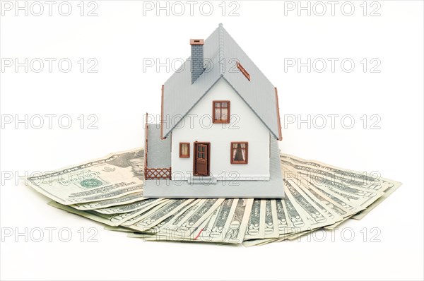 Home and money isolated on a white background