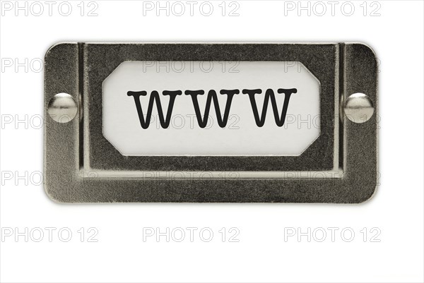 Www file drawer label isolated on a white background