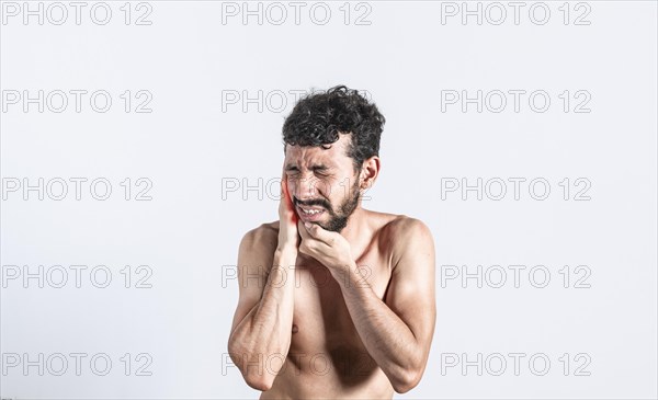 Person with earache on isolated background