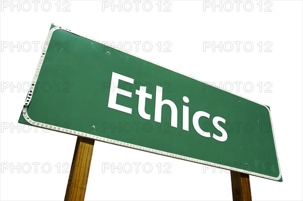 Ethics road sign isolated on white with clipping path