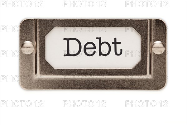 Debt file drawer label isolated on a white background