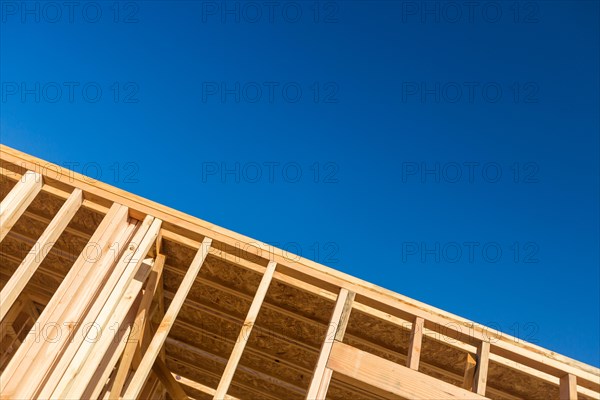 Wood home framing abstract at construction site