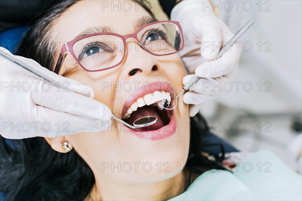 Patient checked by dentist