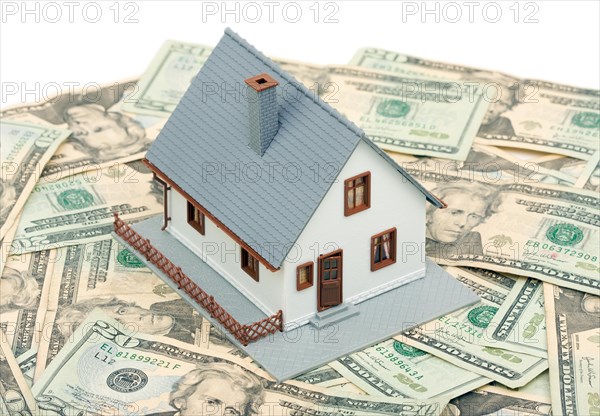 Home and money isolated on a white background