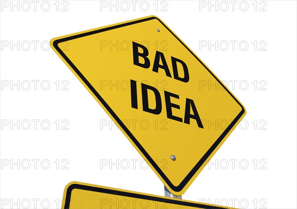 Yellow road sign isolated on a white background with clipping path