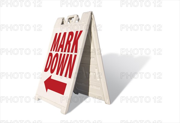 Mark down tent sign isolated on a white background