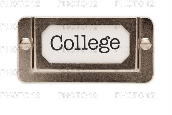 College file drawer label isolated on a white background