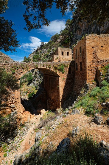 Riuns of abandoned Katholiko monastery church in Avlaki gorge