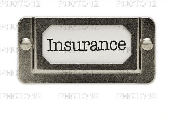 Insurance file drawer label isolated on a white background