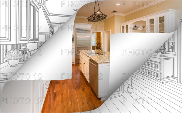 Kitchen photo page corners flipping with drawing behind