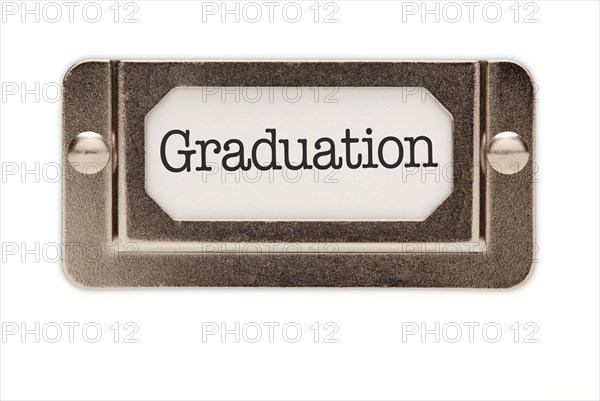 Graduation file drawer label isolated on a white background