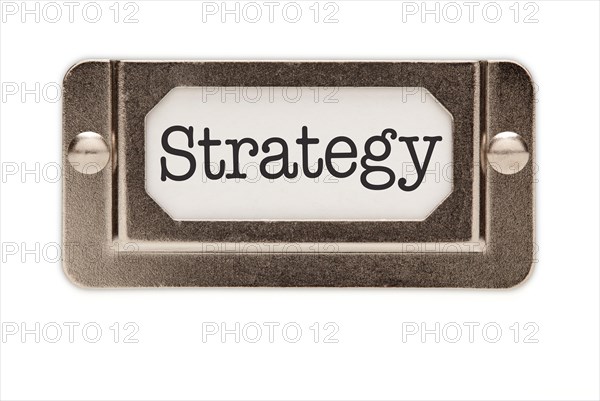 Strategy file drawer label isolated on a white background