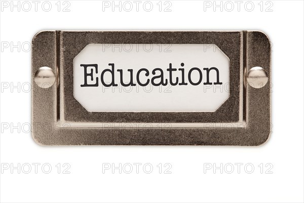 Education file drawer label isolated on a white background