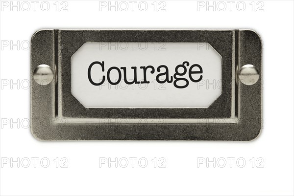 Courage file drawer label isolated on a white background