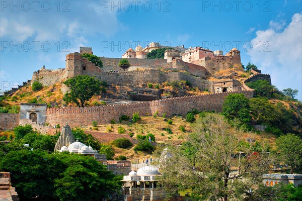 Vintage retro effect filtered hipster style image of Kumbhalgarh fort famous indian tourist landmark. Rajasthan